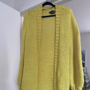 Long oversized yellow cardigan